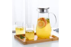 China Hand Blown 1400ml Glass Water Pitcher Transparent Beverage Juice Carafe supplier
