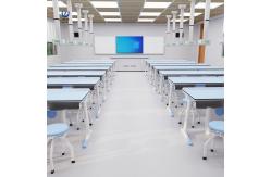 China Rectangle Physics Lab Furniture Polishing Movable Display Workstation supplier