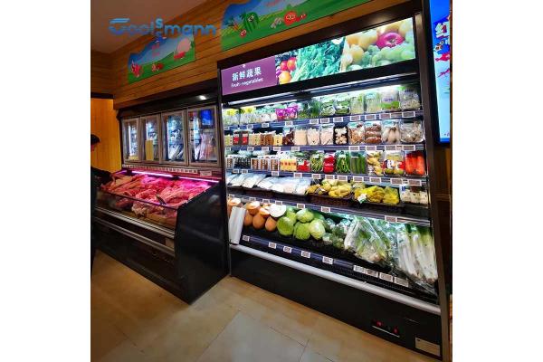 2 - 8 ℃ Refrigerated Open Display Chiller Beverage Case Cabinet Freezer