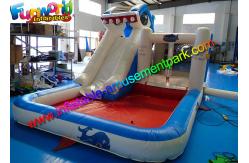 China Shark Outdoor Inflatable Water Slides  ,  Air Combo Bouncer With Water Pool supplier