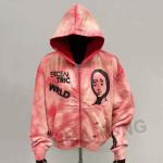 Men's Vintage Acid Wash Sun Faded Distressed Hoodie with Big Hood and Zip Up French Terry Streetwear for sale