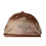 High - End ACE 5 Panel Baseball Cap Fashionable Satin Fabric Solid Color Rhinestone Patch Logo for sale