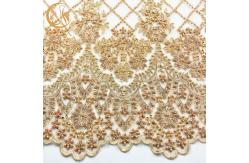 China 1 Yard Lengh Eco Friendly Gold Bridal Lace Fabric 140cm Width Beaded Heavy supplier