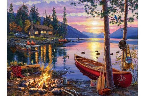 ODM Giant Floor Darrell Bush Canoe Lake Paper Jigsaw Puzzle 1000 Piece