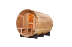 China Smartmak 6 Person Round Red Cedar Wood Barrel Sauna Outdoor With Porch supplier