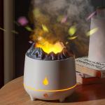 New Mini 400ml Flame Air Humidifier Ultrasonic Oil Diffuser Warm Light Simulated Volcano Flame Aroma Diffuser Humidifier for sale