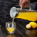 Transparent Large Glass Water Jug With Spout , Eco Friendly Cold Water Pitcher