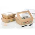Disposable Food Grade Rectangle 8oz Kraft Paper Bowls Salad Box for sale