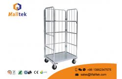 China Warehouse Zinc Plated Logistics Trolley Foldable Wire Mesh Carry Trolley Cart supplier
