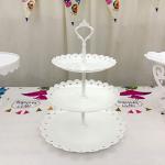 Plastic White 2 3 Tier Cupcake Stand Fruit Plate Cakes For Wedding for sale