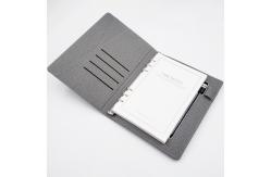 China Multipurpose Folding Power Bank Notebook Folder 6 Rings Leather Material supplier