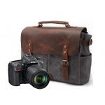 CL-900 Gray Classical Design Waxed Canvas and Leather Camera Bag for sale