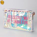 Colorful PVC Holographic Toiletry Bag Clear Plastic Zippered Cosmetic ISO9001 for sale