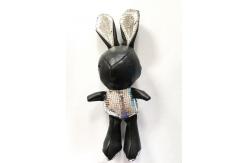 China 20CM Cute Rabbit Plush Doll , Black Leather Material Rabbit Soft Toy supplier