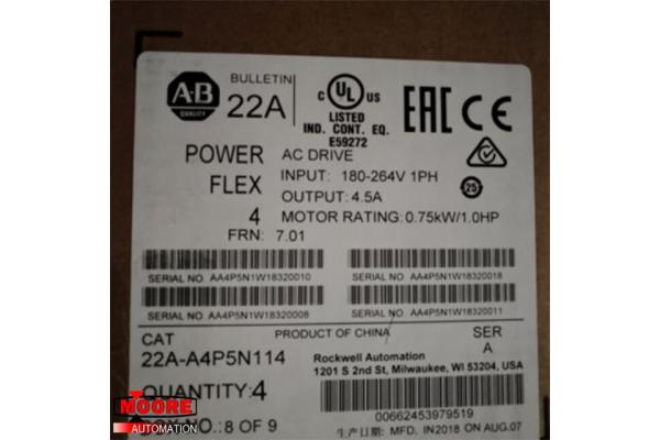 22A-A4P5N114 22AA4P5N114 Allen Bradley PowerFlex 4 Drive with 200-240V AC Power