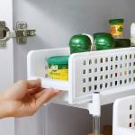 2 Tier Plastic Pull Out Shelves Plastic Organizer Shelf For Kitchen