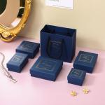 Luxury Teal Jewelry Box Set Necklace Earring Ring Gift Packaging With Gold Accents for sale
