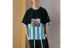 China Custom Summer Casual Stripped Cool Shirts For Boys Round Neck XS-XXXXXL supplier
