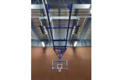 China Tempered Glass Backboard Basketball Hoop Electric Folding Suspended supplier