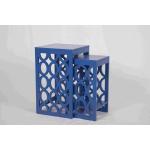 Blue Modern Nesting Tables , Ergonomic Wooden Bedside Table 58 Cm Height for sale