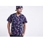 V Neck Printing Scrubs Medical Uniforms , Fancy Pattern Cool Medical T Shirts