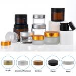 Amber Anodized Gold Bamboo Lid Glass Cosmetic Containers 15g for sale