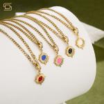 18k Gold Plated Stainless Steel Jewelry Diamond Zircon Enamel Star Moon Pendant for sale