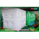 Advertising White Green Inflatable Balloon / Cube Helium Balloon With Logo Print