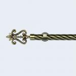 Anti-Brass Beaded Flower Finial 28mm 3m Twisted Curtain Pipe With Single Bracket for sale