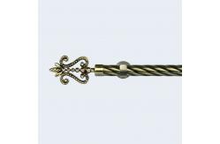China Anti-Brass Beaded Flower Finial 28mm 3m Twisted Curtain Pipe With Single Bracket supplier