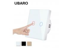 China 2gang White Glass Switches 5W - 150W Led Touch Switch Tempered Glass Panel supplier