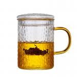 Heat Proof Pyrex Glass Tea Infuser Cup Sets With Lid Hand Blown Craft for sale