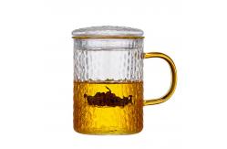 China Heat Proof Pyrex Glass Tea Infuser Cup Sets With Lid Hand Blown Craft supplier