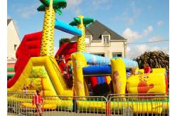 China Jungle Theme Inflatable Obstacle Course Plato 0.55 Mm PVC Material supplier