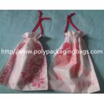 Small Recyclable White Plastic Drawstring Bags with Flower Printed For Underwear