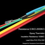 Resistance 0.5KΩ-2000KΩ Epoxy Thermistor Insulation Resistance 100MΩ Lead Wire PVC PFA FEP Designed for Temperature Control Systems for sale