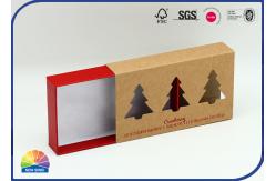 China 1c Print Kraft Drawer Paper Box WIth Christmas Tree Die Cut Window supplier