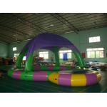 Blue And Yellow 8m Diameter Kids Inflatable Pools With Trampoline UV Protected