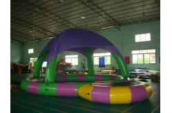China Blue And Yellow 8m Diameter Kids Inflatable Pools With Trampoline UV Protected supplier