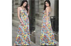 China European-style fashion strapless printed long billowing skirt maxi sexy dress supplier