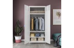 China Home Bedroom Double Door Metal Locker Style Wardrobe With High Foot supplier