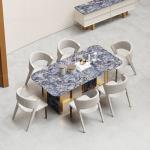 Modern 0.75CBM Luxury Marble Dining Table 86inchx40inchx30inch Plastic Bottoms for sale