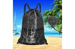 China Recyclable and Durable Black Waterproof Lager Capacity  Drawstring Backpack Bag supplier