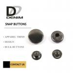 Dark Antique Sliver Metal Snap Buttons For Jackets 4 Parts Flat Trims for sale