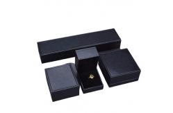 China Custom Pu Leather Black Recycled Paperboard Jewelry Box with Foam Insert supplier