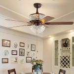 5 Blades 65W Dining Room Ceiling Fan Light Iron Blade Fan 52Inch for sale