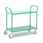 Green 2 Tier Shelf Trolley 250KGS Metal Utility Cart Fabrication for sale