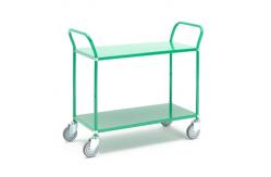 China Green 2 Tier Shelf Trolley 250KGS Metal Utility Cart Fabrication supplier