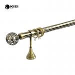 Living Room 28mm Twist Curtain Pole With Metal Ball Design Finials for sale