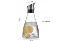 China Flow Lid Heat Proof Glass Pitcher , Half A Gallon Night Table Water Carafe supplier